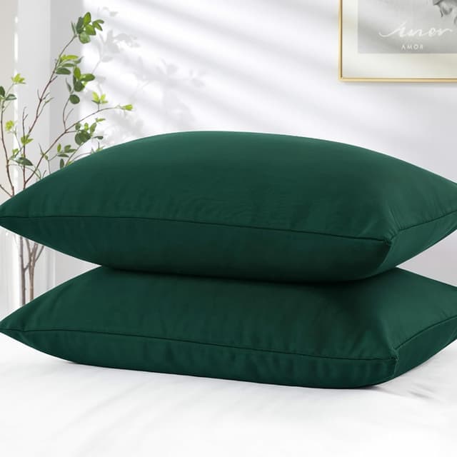 Detalle 2 de Tifschlaf Tifschlaf Pillow Cases (4 Pack) – Emerald Green Brushed Microfibre Pillow Covers, Standard Queen 50x75 cm