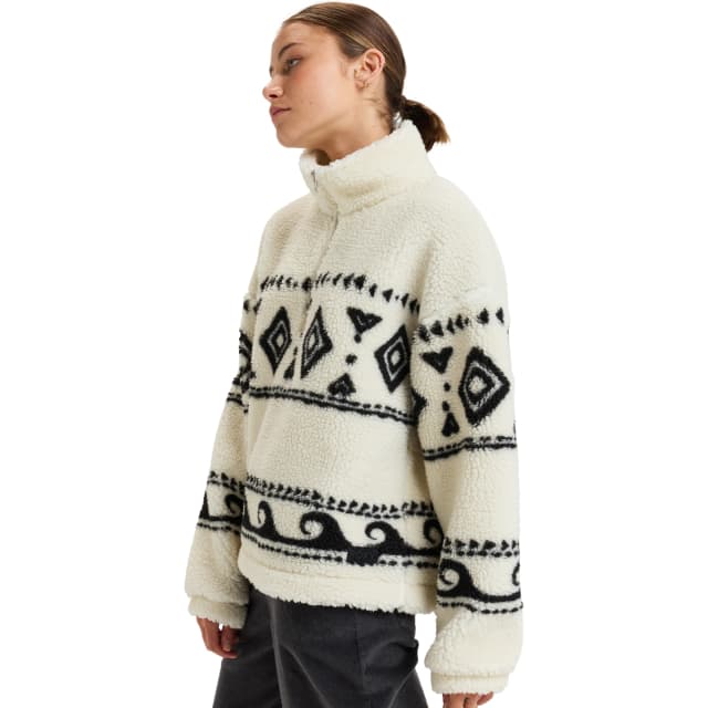 Detalle de Roxy Treasure Soul: forro polar de mujer con media cremallera y cuello alto