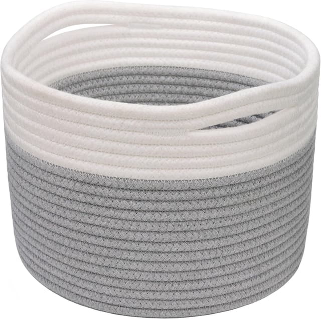 Detalle de TIMEYARD Aufbewahrungskorb Kind Grau Weiß 24x18cm