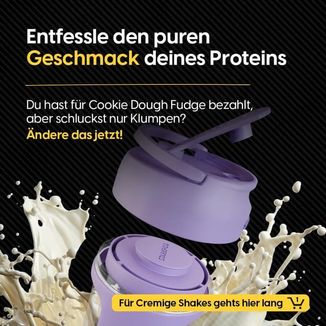 Detalle de STARKFELD STARKSHAKE® V4 – elektrischer Protein-Shaker mit STARKPOD, USB‑C, 8.000 UPM (lila)