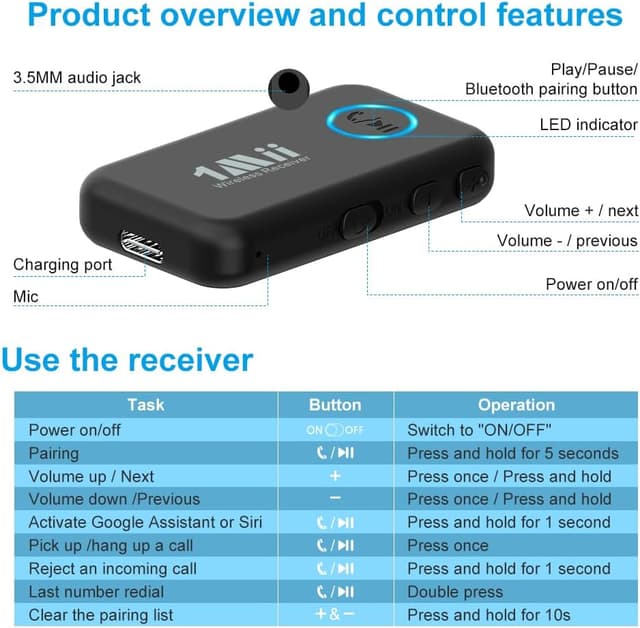 Thumbnail 6 de 1Mii Bluetooth 5.3 music receiver, 16H