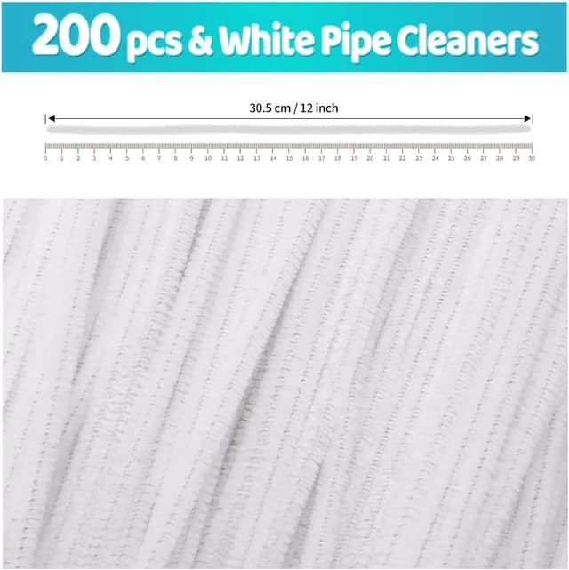 Thumbnail 1 de Iooleem 200pcs White Pipe Cleaners for Crafts