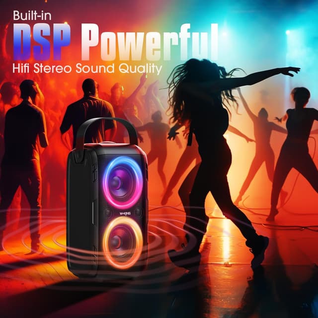 Thumbnail 6 de 180W PEAK W-KING Bluetooth Musikbox mit 105 dB, IPX5, LED-Licht & 24h Akku