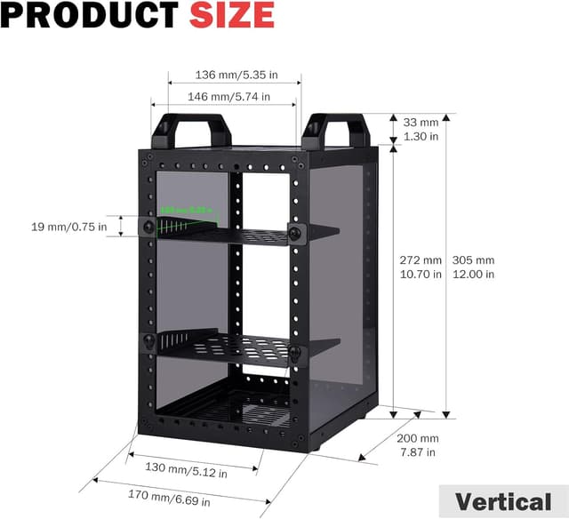 Detalle de GeeekPi DeskPi RackMate TT mini server cabinet for mini PCs (10-inch, 3U style)