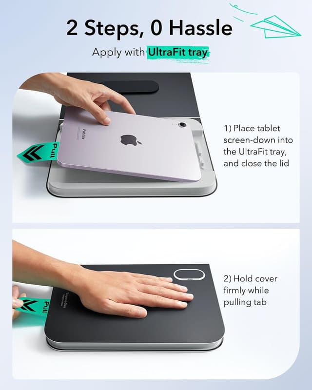 Detalle de ESR Paper-Feel Schutzfolie (2 Stück) für iPad mini 7/6 – mattes 9H Panzerglas mit UltraFit-Ablage