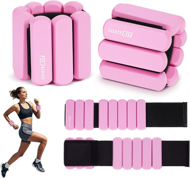 Detalle de SDATEKIT Wrist and Ankle Weights for Women & Men (2-Pack, 1 lb Each) Adjustable Silicone Wearable Weights