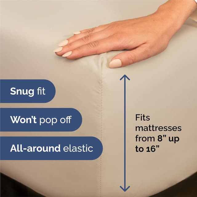 Detalle de CGK Unlimited King 6-Piece Sheet Set (Wheat) — Ultra-Soft, Comfy Breathable Cooling Bedding with Deep Pockets