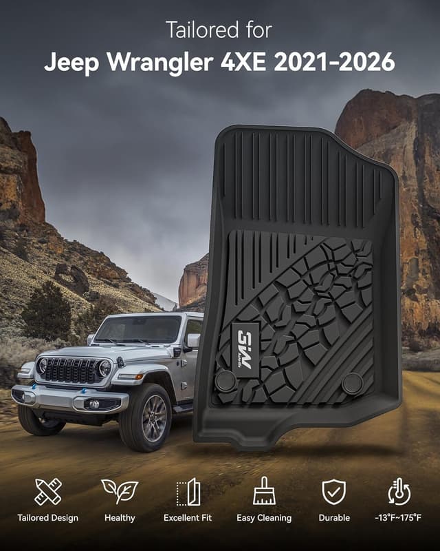 Thumbnail 1 de 3W Floor Mats for Jeep Wrangler 4XE 2021-2026
