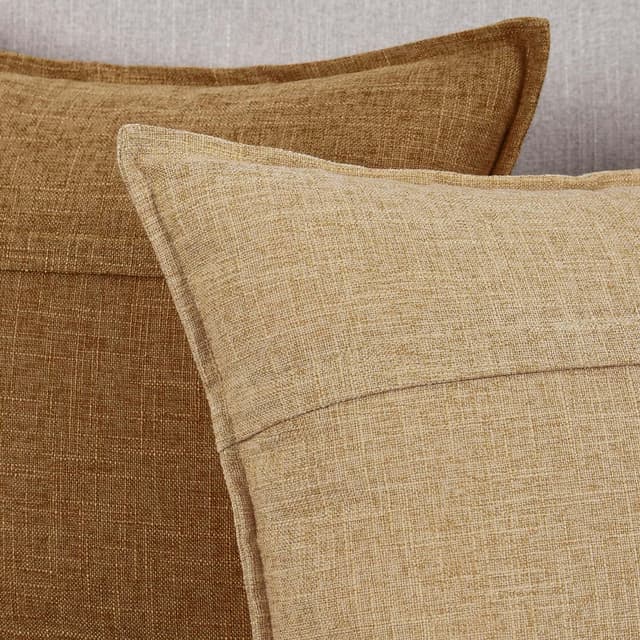 Detalle de Madizz 2er-Set Kissenbezüge aus Polyester-Leinen (Beige, 40x60 cm) mit verdecktem Reißverschluss