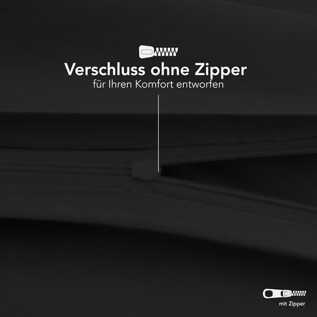 Detalle de Dreamzie Kissenbezug 40x40 cm (Set mit 2) aus 100% Jersey-Baumwolle – schwarz