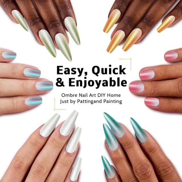 Detalle 2 de Sponge Pat Paint Nail Gel (9-Color) for Ombre, Blending & Aurora Mermaid Chrome/Silk Satin Effects