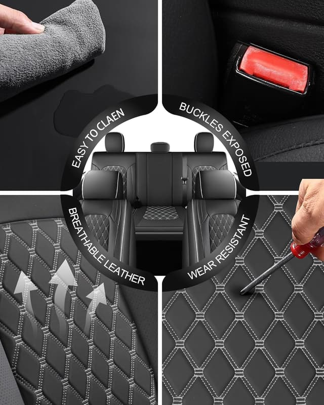 Detalle de Umbrauto Custom Fit Seat Covers for Ford F-150 (2015-2026) & F-Series Super Duty (2017-2026) — Waterproof Nappa Leather