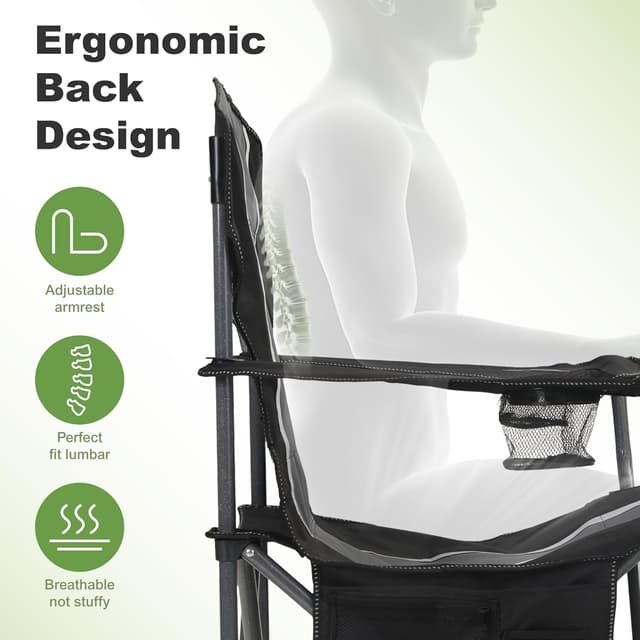 Thumbnail 6 de LET’S CAMP set of 2 foldable camping chairs with cup holder, padded seat and steel frame (up to 160kg each)