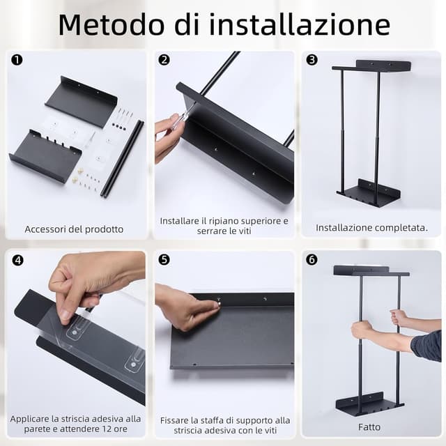 Thumbnail 6 de Porta Asciugamani Adesivo Altezza Regolabile 38-75 cm
