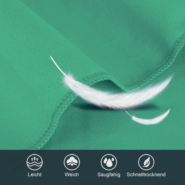 Detalle de Mikrofaser Handtuch 3er Set (200×100 cm + 2×80×40 cm) – schnelltrocknendes Sport-, Reise- und Strandtuch in Grasgrün