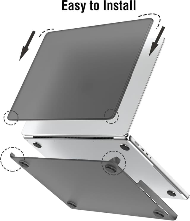 Detalle de BlueSwan Matte Anti-fingerprint PP Case for 14-inch MacBook Pro (Compatible Models A3426/A3427/A3434 etc.) in Frosted White