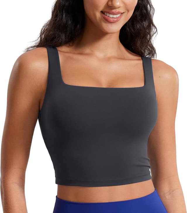 Detalle de CRZ YOGA Damen Butterluxe Sport-BH mit Polstern (ohne Bügel) als Crop Top für Yoga & Workout
