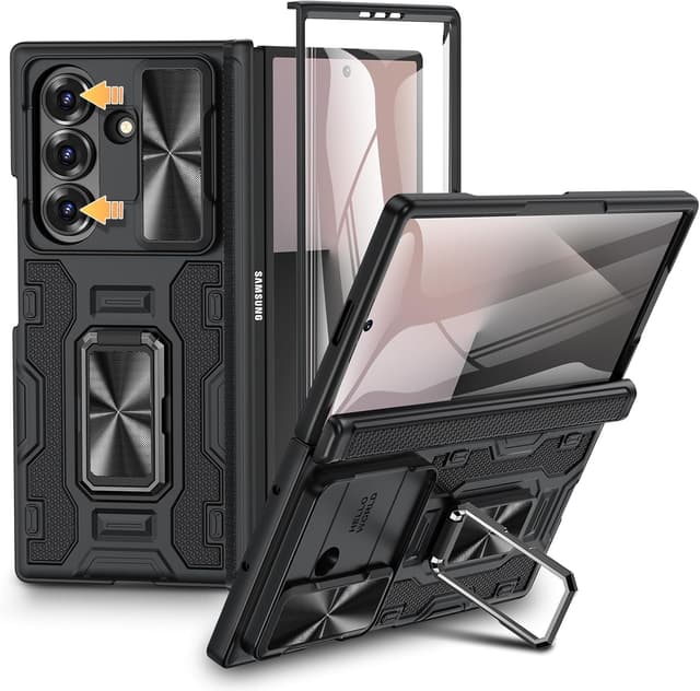 Detalle de VEGO for Galaxy Z Fold 7 Case (Slide Camera Cover + Built-In Screen Protector, 360° Kickstand) - Black