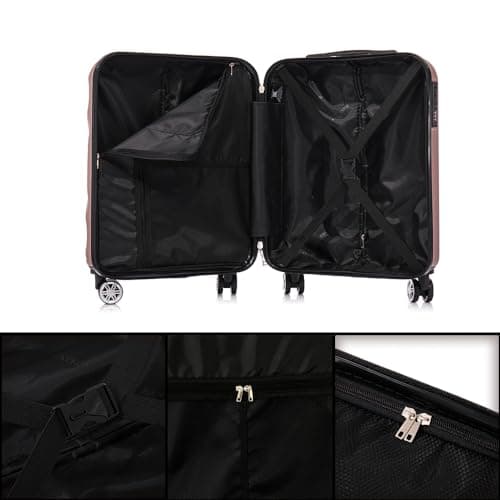 Detalle de RAYKONG Maleta de cabina ABS 55x40x20 cm (20 pulgadas) RosaDorada, 40 L