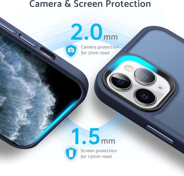 Detalle de Anqrp Matt Zero Serie Hülle für iPhone 11 Pro Max – dünn, stoßfest & kratzresistent, dunkelblau