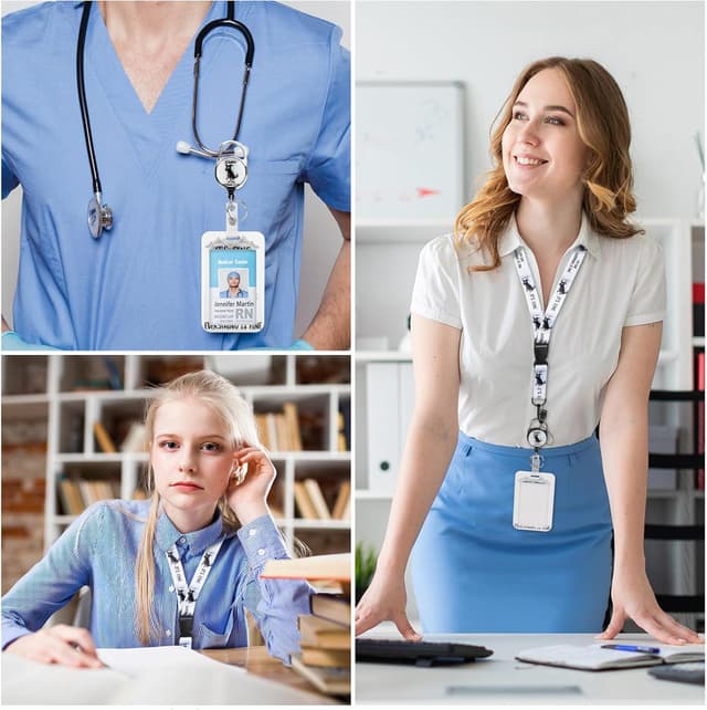 Thumbnail 6 de Ausweishülle mit Band – ID Badge Holder Breakaway Lanyard mit ausziehbarer Badge-Reel und abnehmbaren Clips