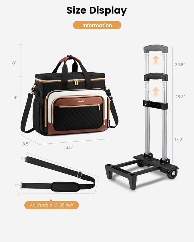 Thumbnail 6 de LOVEVOOK Rolling Teacher Bag with Detachable Dolly and Laptop Compartment (Fits 17.3-inch Laptop)