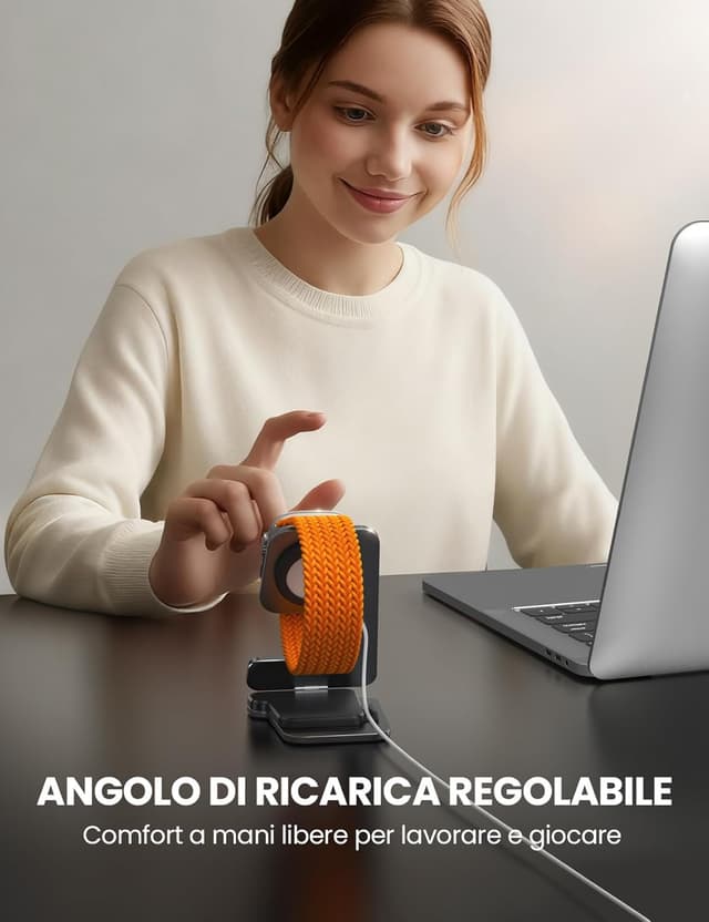 Detalle de JOYROOM Stazione di ricarica pieghevole per Apple Watch S11/S10/S9/S8/S7/S6/S5/SE (3/2/1) e Ultra 3/Ultra 2/Ultra 1 – Supporto nero