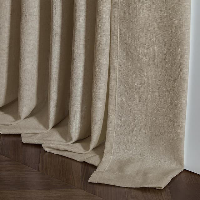 Thumbnail 6 de Pinch Pleated Linen Curtains 102 Inches Long (2-Panel Set) in Gray Beige Tan Neutral