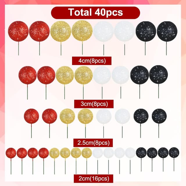 Detalle 2 de RIBBOOO Ball Cake Toppers 40 Pack