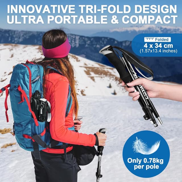 Detalle de COVACURE Walking Poles 2-pack collapsible hiking sticks