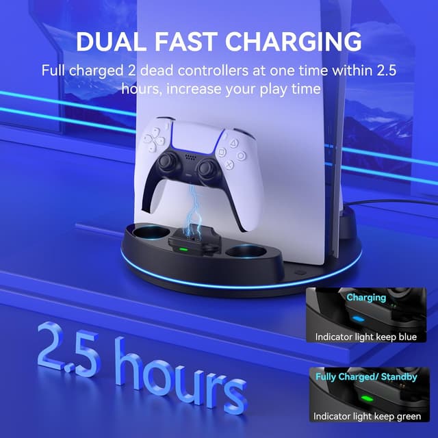 Detalle de NEWDERY PS5 Ständer 9 Modi