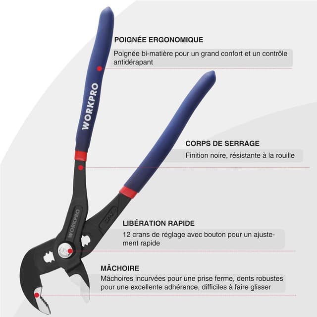Thumbnail 4 de WORKPRO Pince multiprise 305 mm