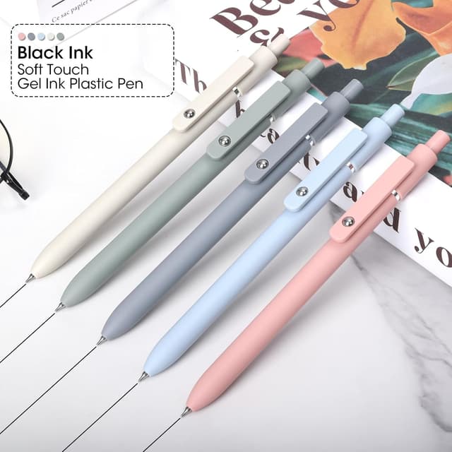 Detalle 2 de FIOVER Morandi Gelstifte (10 Stück) 0,5 mm, schwarze Tinte – schnell trocknend