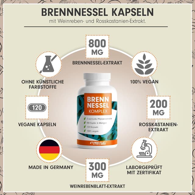 Detalle 2 de Brennesselkapseln 120er Brennnessel-Komplex 800 mg