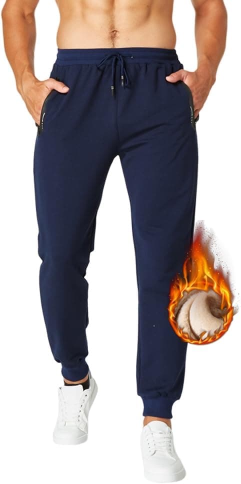 Thumbnail 6 de ZOXOZ Men’s Fleece Sherpa Lined Joggers – Winter Warm Thermal Tracksuit Bottoms with Zipped Pockets