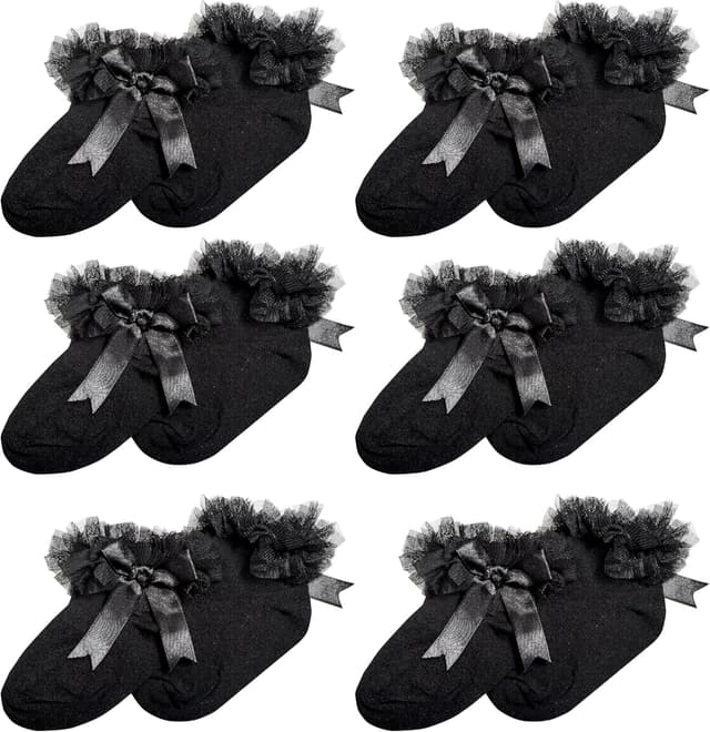 Thumbnail 6 de Sock Stack 6 Pairs Girls Tutu Frilly Ankle Socks with Lace & Bow