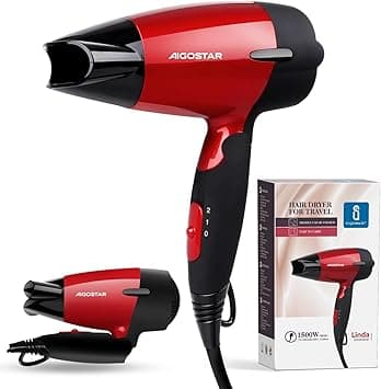 Detalle de Aigostar Secador de Pelo 1500W 🌬️ Portátil y Plegable