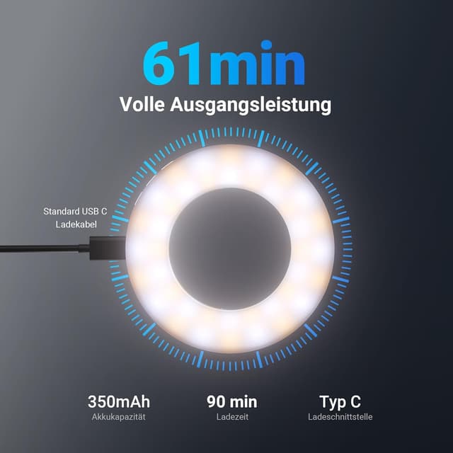 Detalle de NEEWER Entry Level Version 3,74" Handy Selfie Ringlicht (clip-on) für iPhone & iPad, 60 LEDs, N28