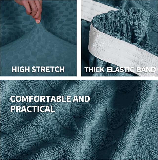 Detalle de Housse assise et dossier de canapé extensible Ystyle (3 places) – Turquoise