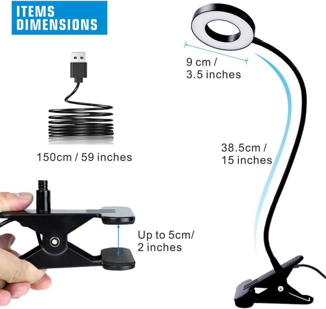 Thumbnail 4 de KNAMKY USB LED Desk Lamp, 10-level dimmer