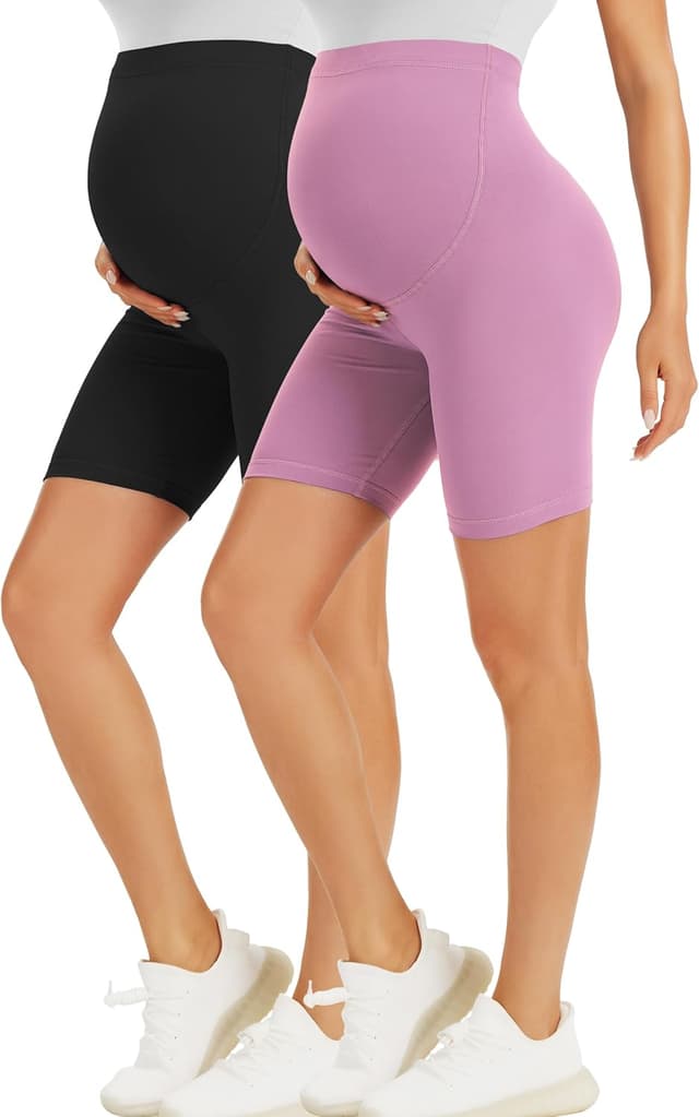 Thumbnail 6 de VALANDY Creamlush maternity over-belly biker shorts (S–XL) for lounge, yoga & everyday wear