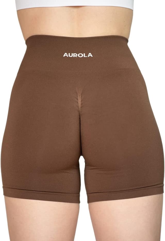 Detalle de AUROLA Intensify Workout Shorts for Women (Seamless Scrunch) — High-Waist, Moisture-Wicking Gym & Yoga Shorts