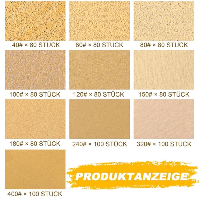 Detalle 2 de Huopueit 80er Set Schleifpapier 125 mm Klett – 40er Körnung für 8-Loch Exzenterschleifer