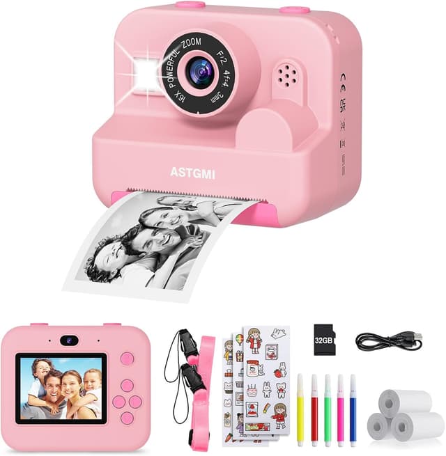 Detalle 2 de Macchina fotografica istantanea per bambini 1080p 2,4" rosa