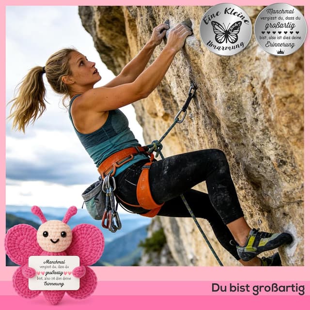 Detalle de Tixlux Pocket Hug Positive Schmetterling – Strickfigur mit Umarmung-Glücksbringer (Einschulung, Gute Besserung)