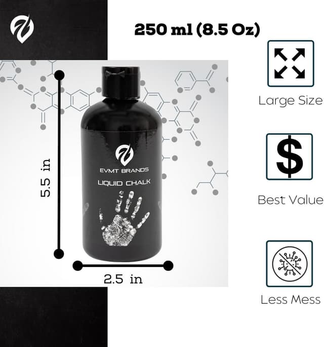 Detalle de EVMT Brands Liquid Chalk (Mess-Free Gym Chalk) for Weightlifting, Gymnastics, Rock Climbing & Dancing