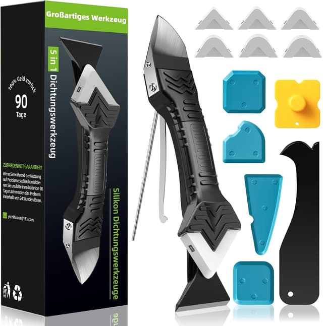 Detalle de Silikonentferner/Silikon-Abzieher Werkzeug-Set 5-in-1 (5-teiliges Set) mit austauschbaren Silikonpads (Weiß)