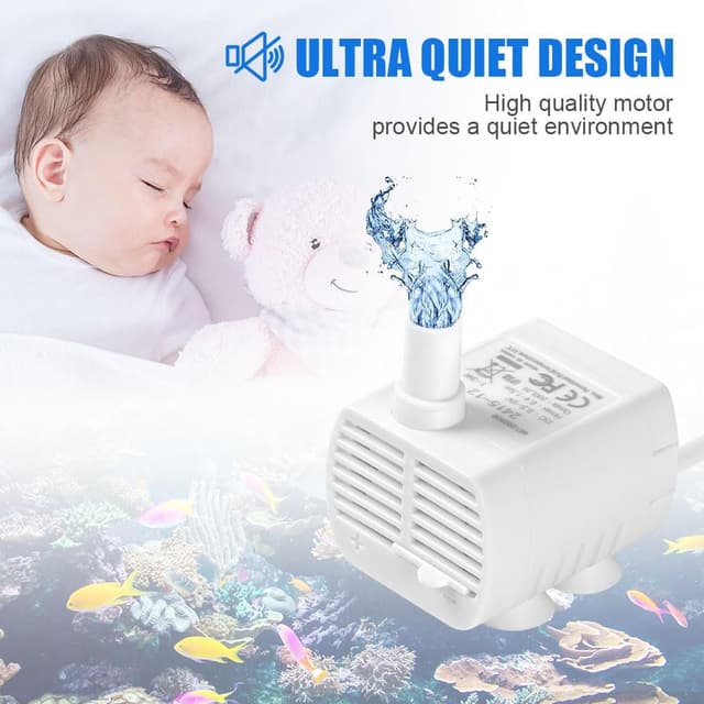Detalle de flintronic submersible water pump (3W ultra quiet) – USB fountain and aquarium pump, 200L/H, DC 3.5–9V