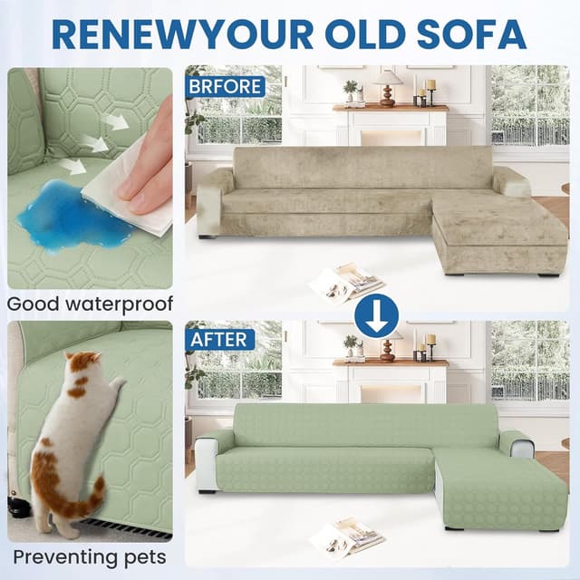 Detalle de Ystyle Copridivano impermeabile con penisola reversibile (verde menta)