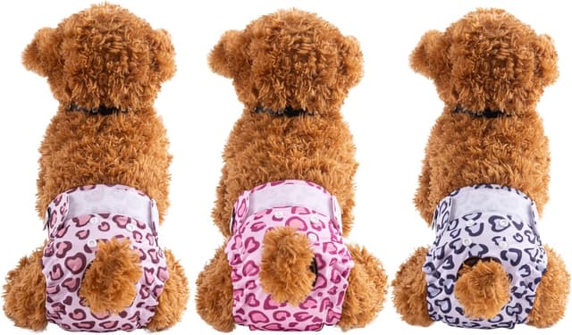 Detalle de CuteBone 3er Set Leopard: wiederverwendbare Hundewindeln (Größe XS) für Hündchen D54M-DE